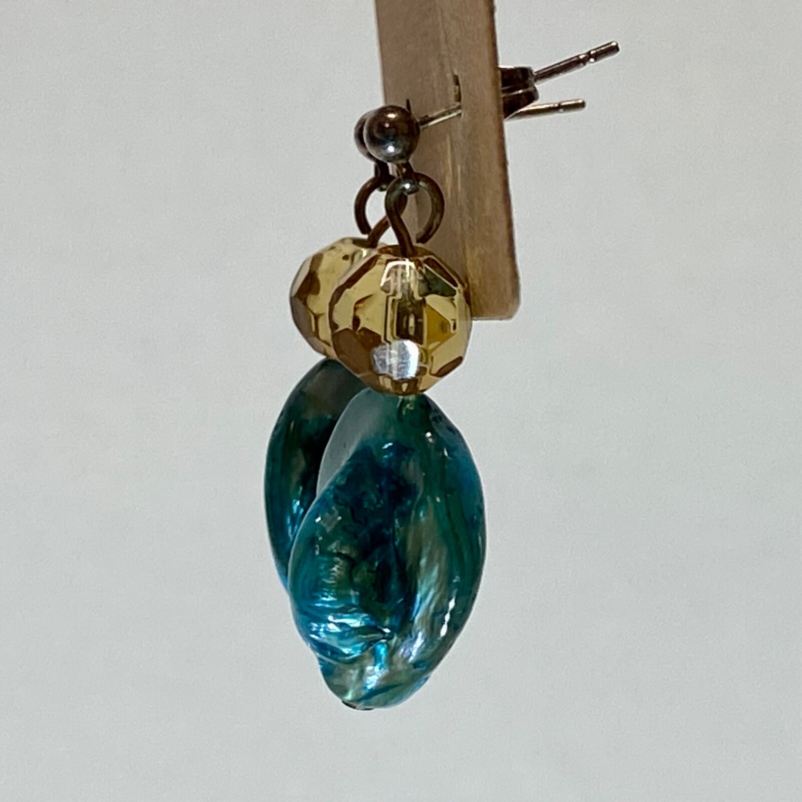 Turquoise Beaded Natural Ocean Beach Teal Sea Blue Dangle Drop Fine Earrings