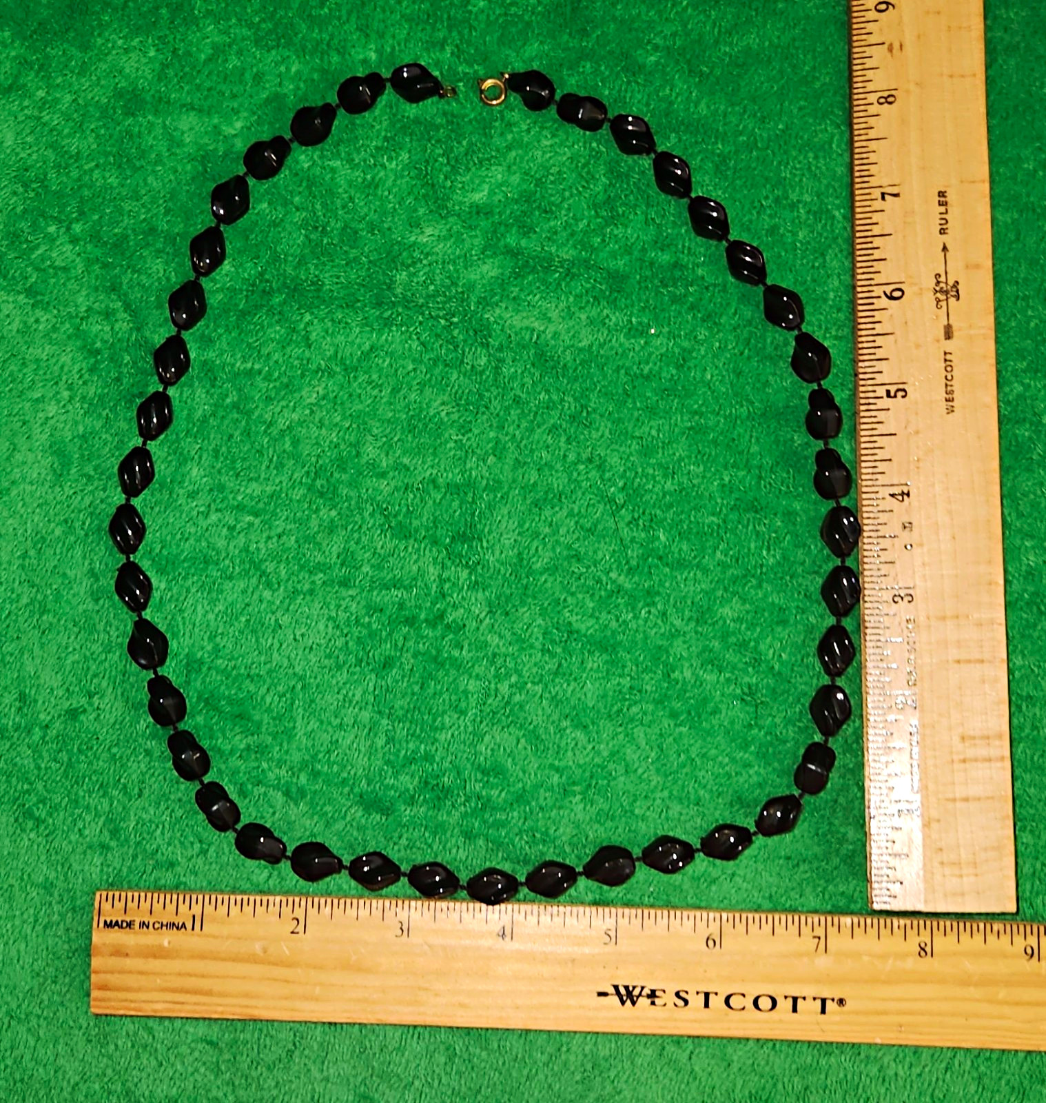 Black Plastic Beaded Necklace Ball/Bead Chain Spring Ring Clasp 18 in