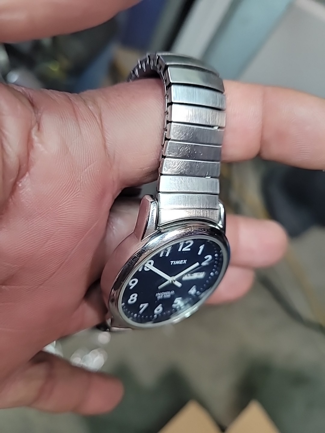 Timex Indiglo Men’s Navy Blue Dial Stainless Case & Flex Bracelet (NJL028081)