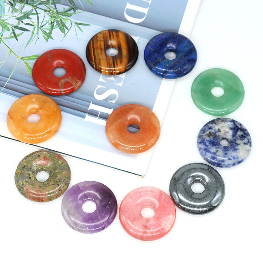 30mm Healing Crystal Peace Donut Beads Lucky Circle Donut Pendant Jewelry Making