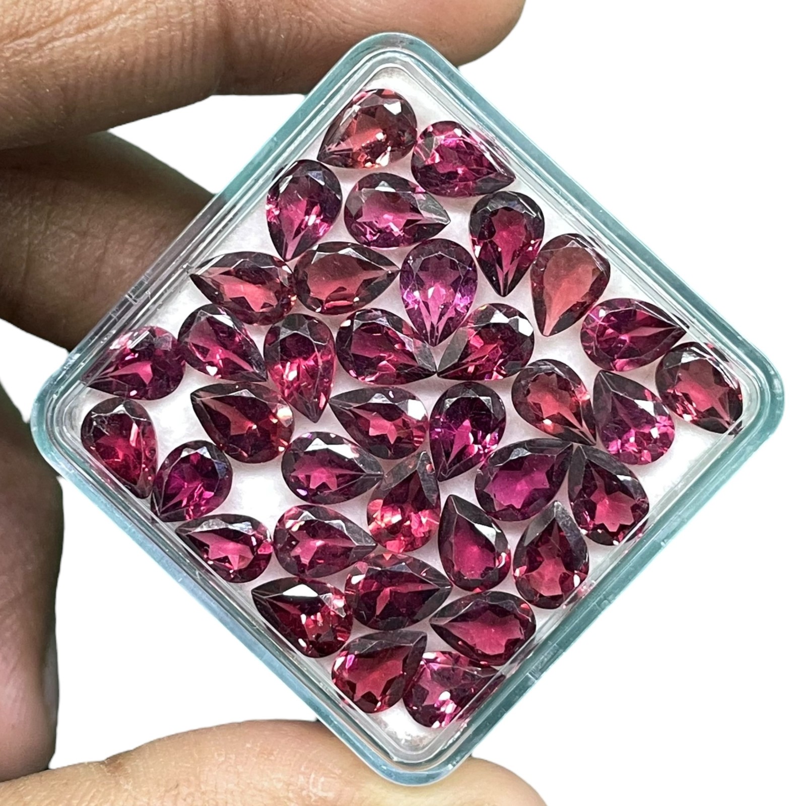 20 Pcs Natural Rhodolite Garnet 7x5mm Pear Cut Loose Untreated Gemstones