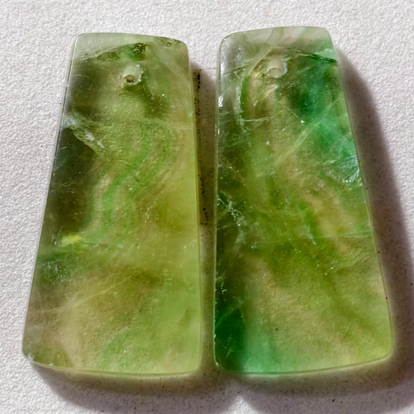 33 Cts Natural Fluorite Drilled Match Pair Cabochon Gemstone 26.1 X 13.7 MM