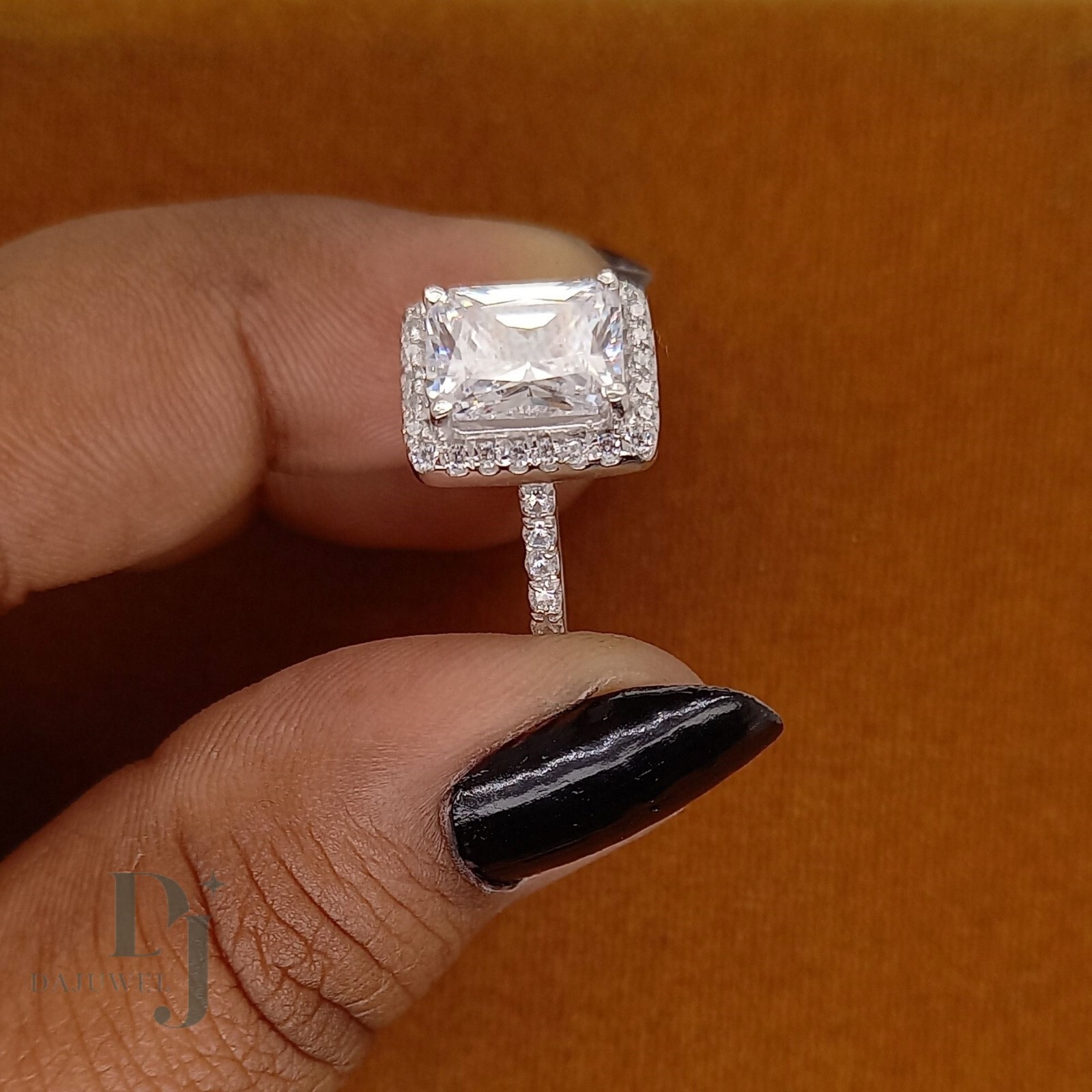 3 Carat Radiant Cut Moissanite Halo Wedding Engagement Ring Solid 14K White Gold