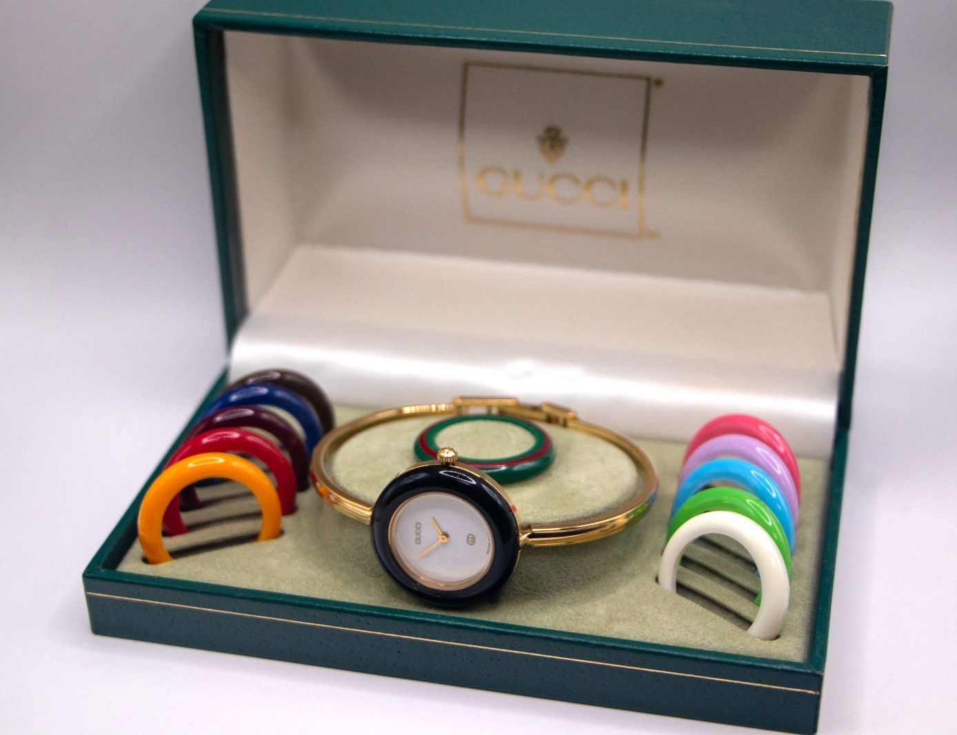 [TOP MINT]GUCCI Change Bezel 11/12.2 1100L Gold Vintage Quartz with Box ＆ Paper