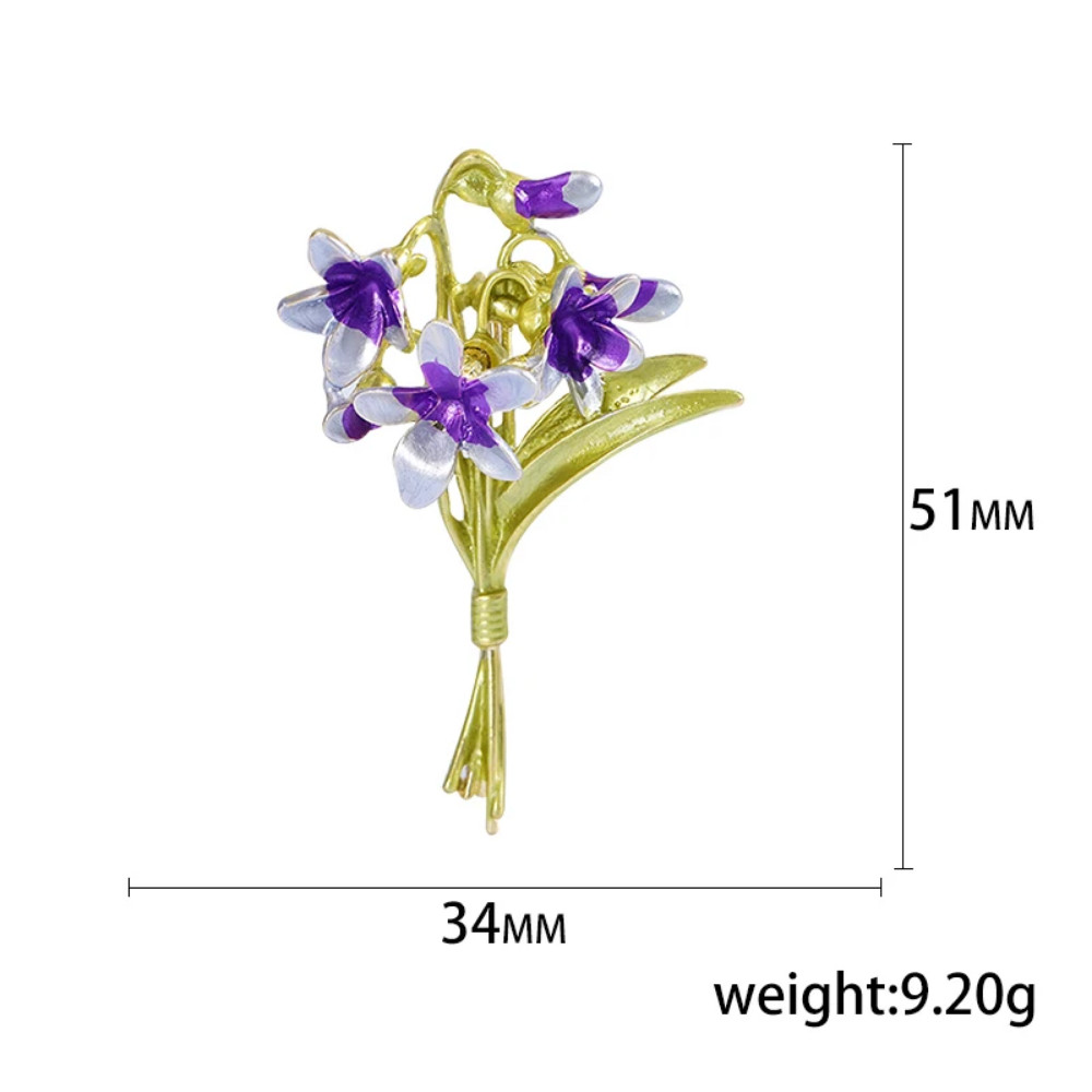 Vintage Enamel Pink Flower Bouquet Brooch Floral Gold Pin Summer Gift Jewelry