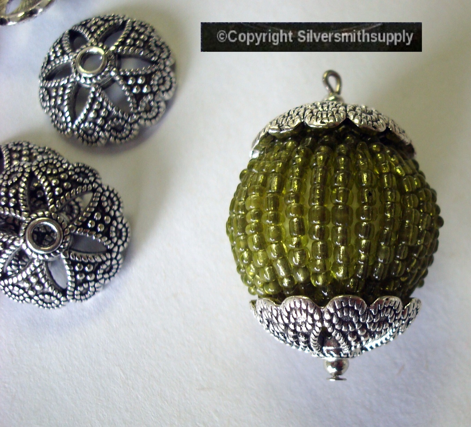 Bead Caps HUGE Filigree 10pcs Silver plated zinc spacer beading supplies FPS156