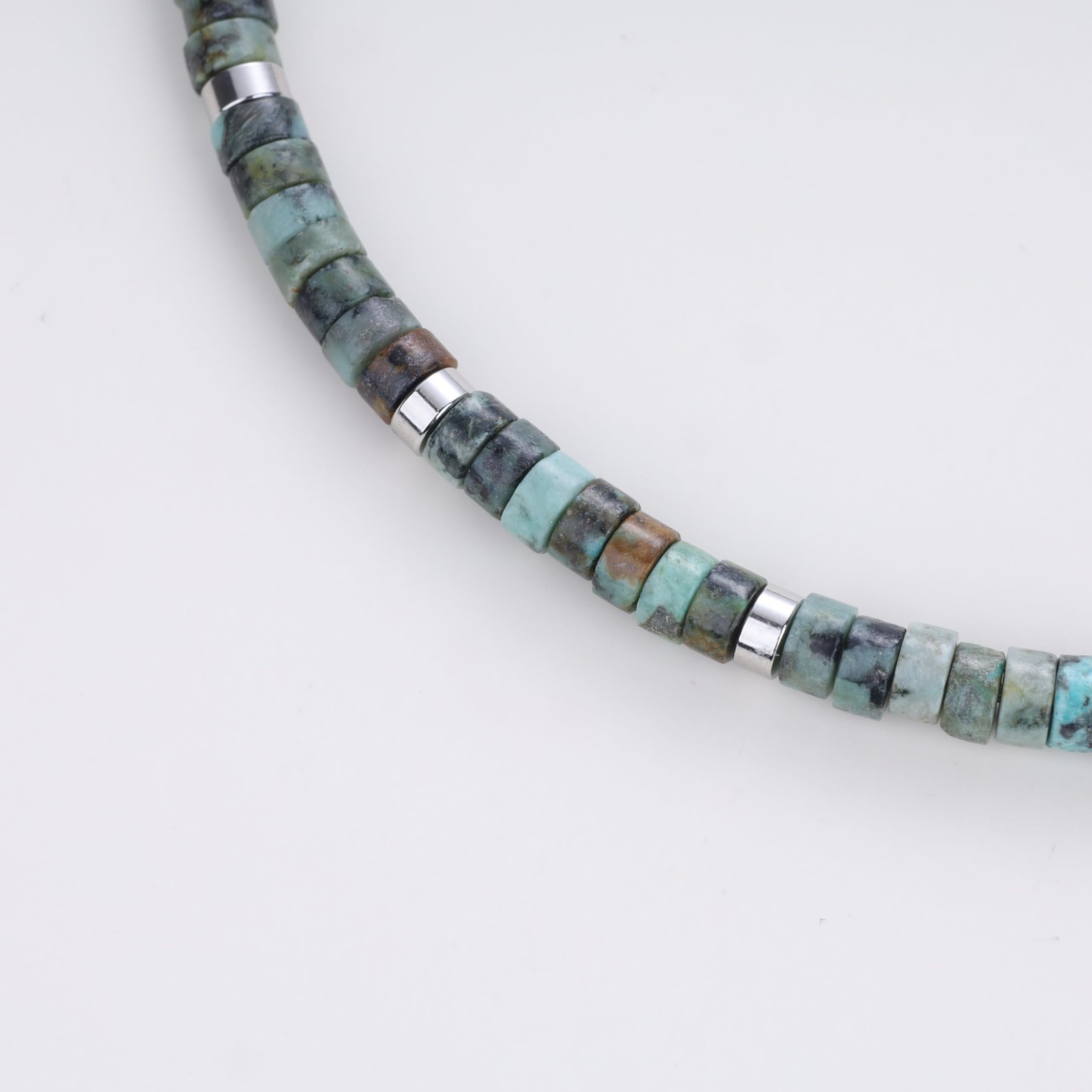 African Turquoise Bracelet for Men, Layered Beaded Gemstone Bracelet for Men L