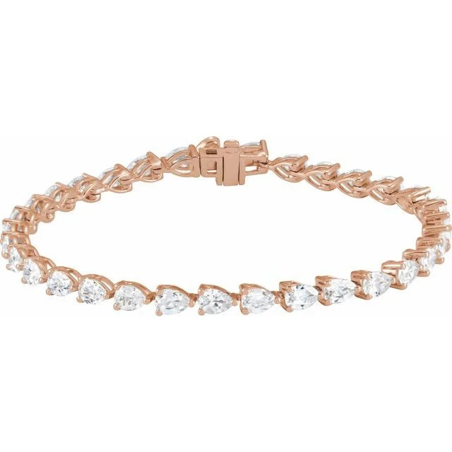 Lab Grown 6.50 Ctw. Pear Cut Diamond Tennis Bracelet 7 Inches