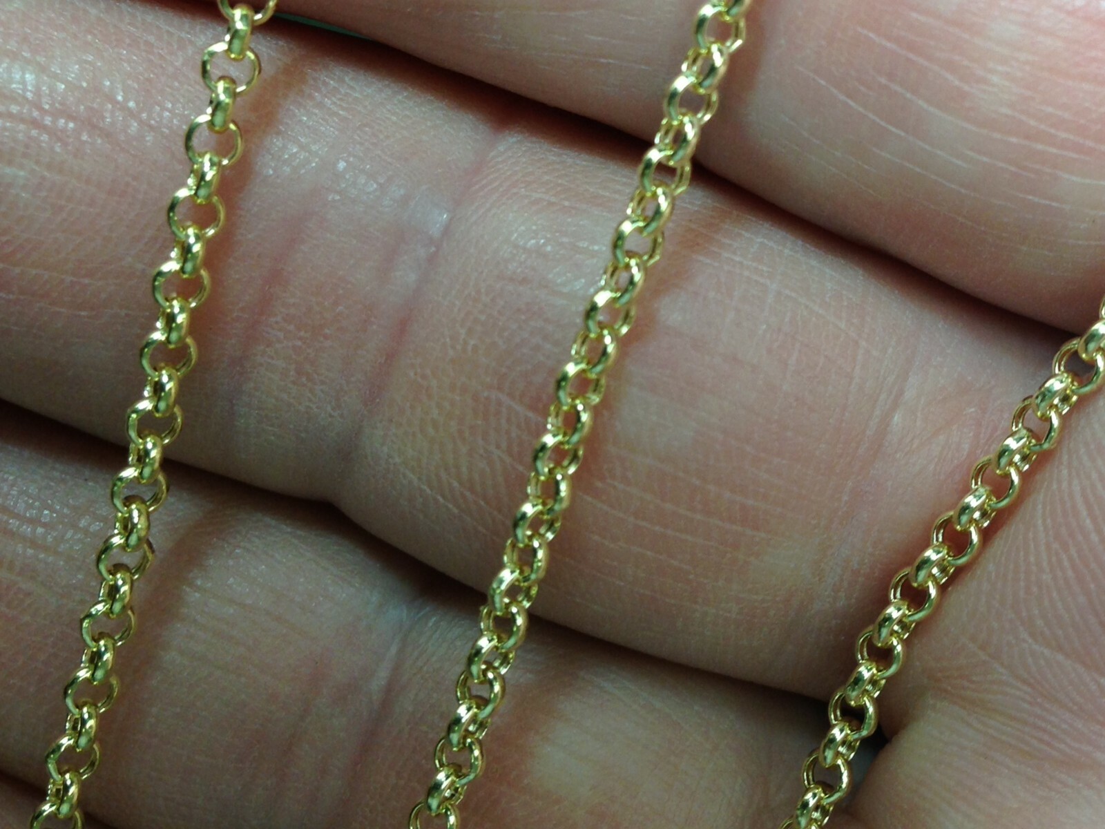 14k Yellow Gold 7″ Round Cable ROLO Link Pendant Chain/Bracelet 2.3mm 1.4 gram