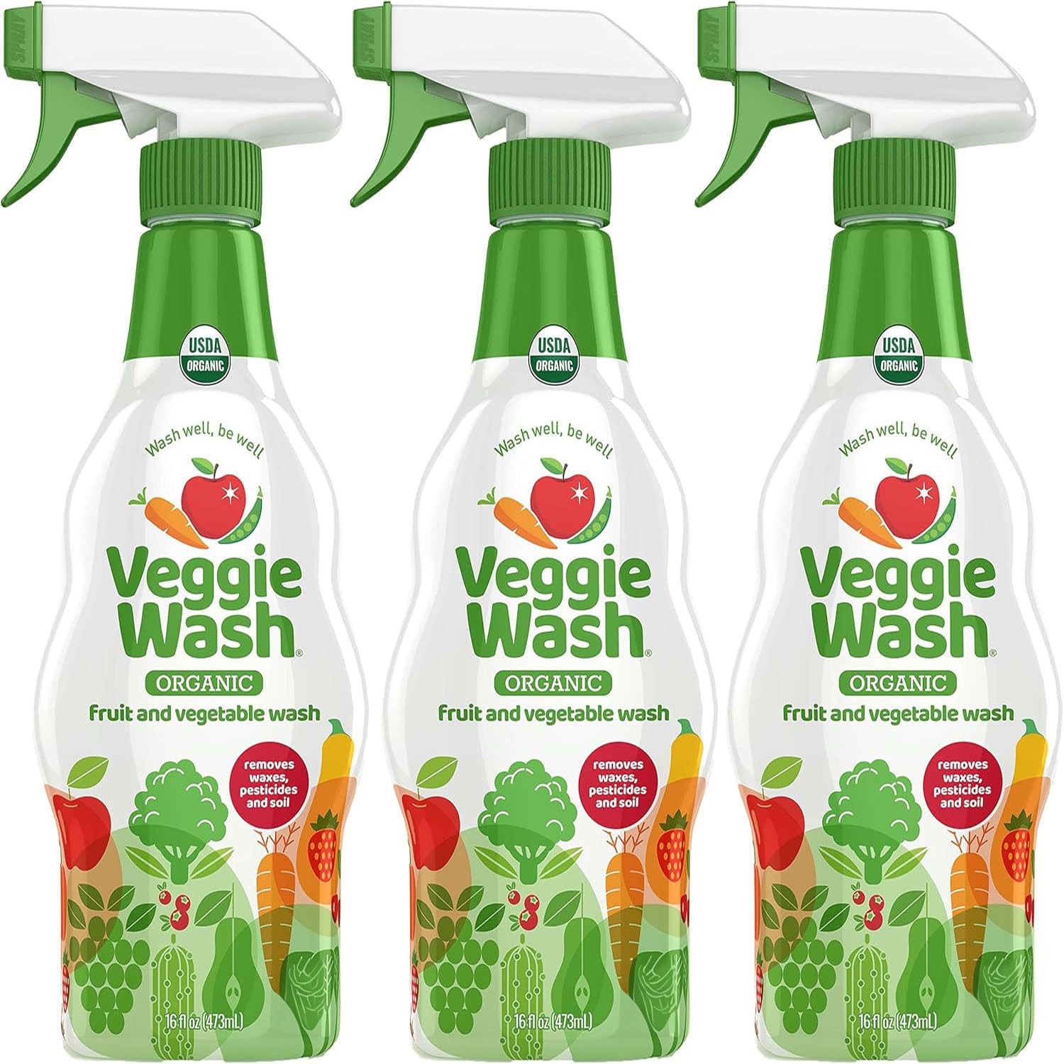 Veggie Wash Organic Fruit and Vegetable Wash, Certified 16 Fl Oz (Pack of 3)