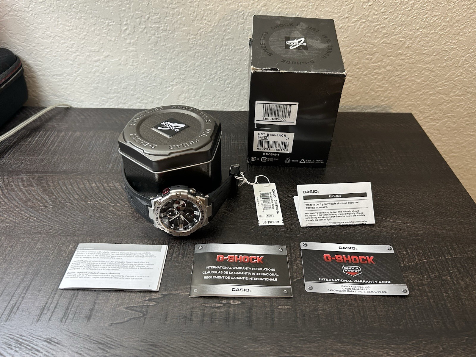 Casio G-SHOCK GSTB100-1A Black Stainless Steel with Resin Band Men’s Wristwatch