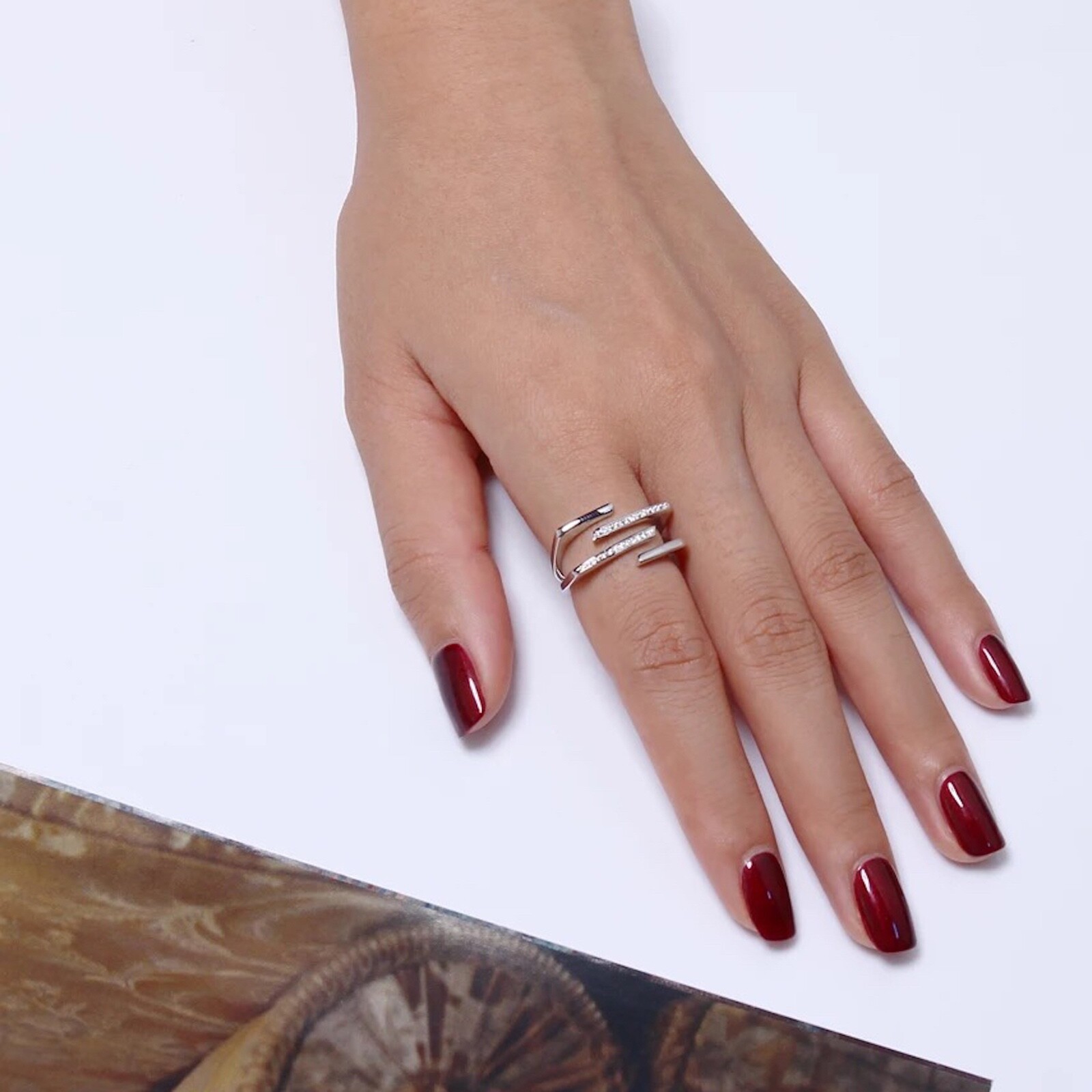 18k White Gold Plated Square Ring made w Swarovski Crystal Stone Designer Style