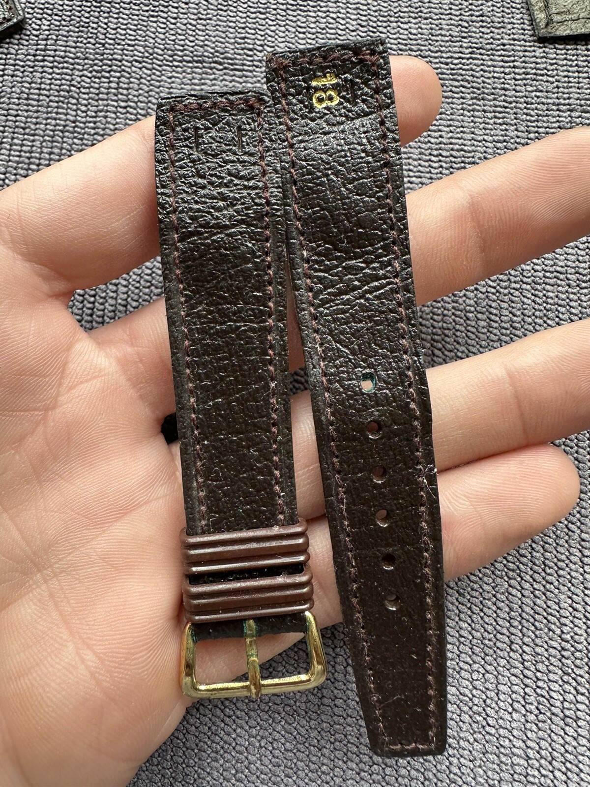 Vintage Watch Strap 18 mm Leather Small Size Nos Open Ended Top Quality