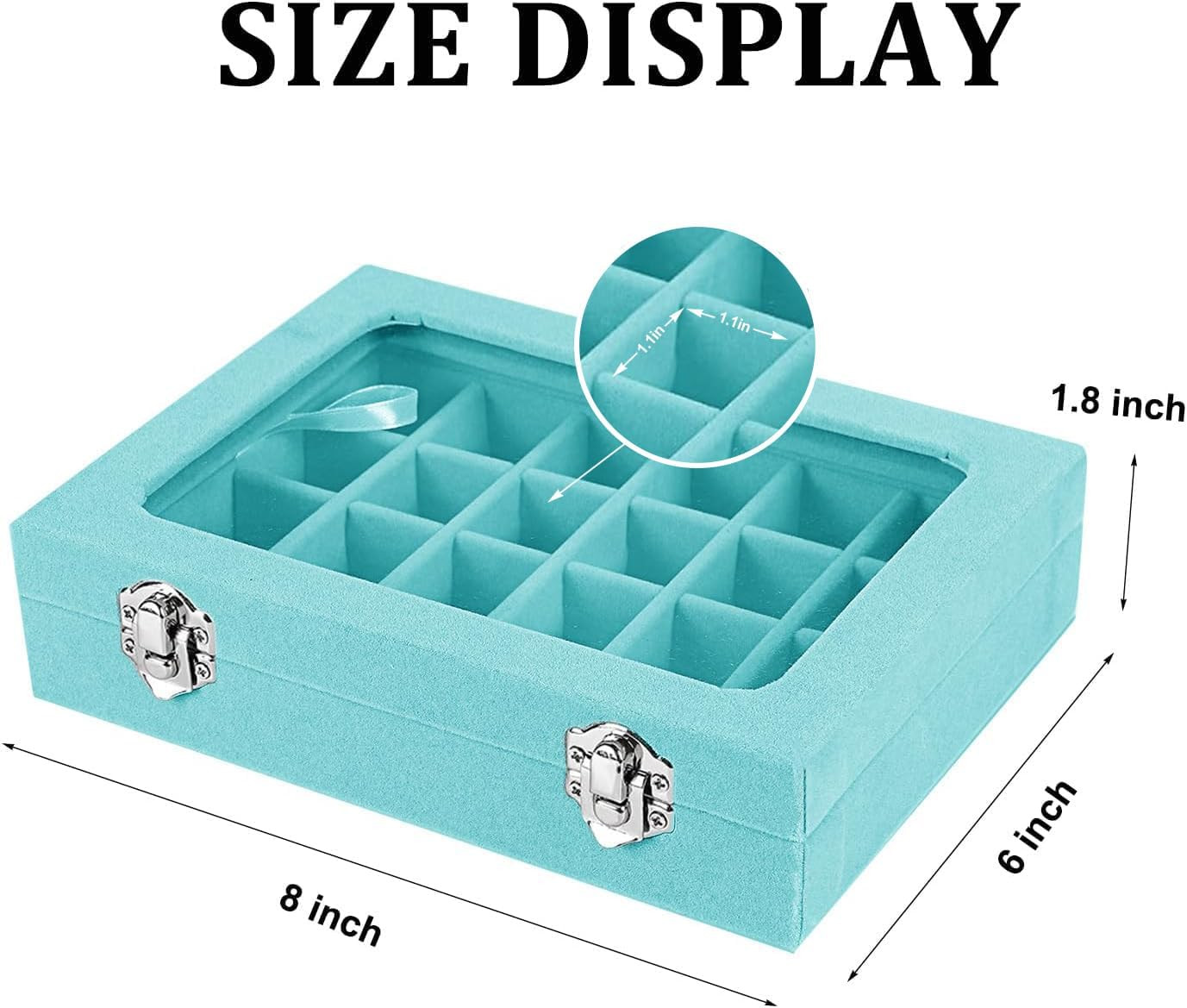 Velvet Jewelry Box 24 Grid Jewelry Earrings Display Organiser Box Ring Tray Hold