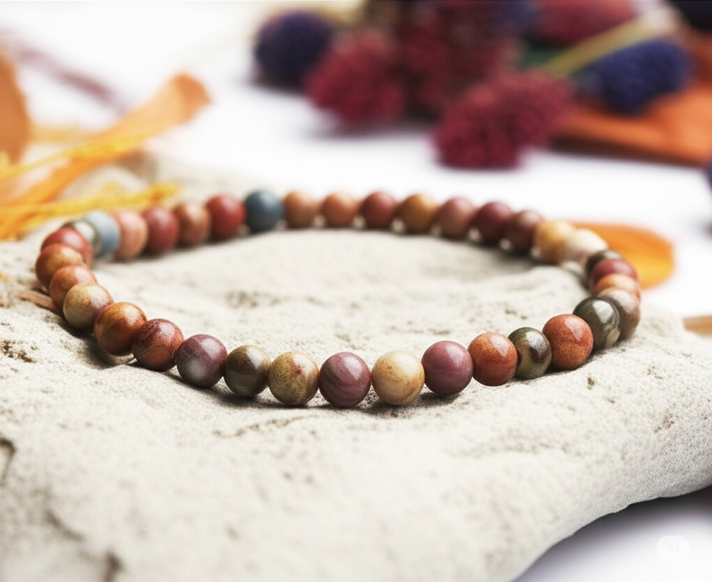 Natural Red Creek Jasper 4mm Stone Bracelet Healing Crystal Stretch Bracelet