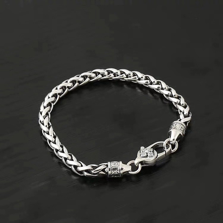 Real 925 Sterling Silver 5mm Wheat Link Chain Bracelet Necklace Jewelry Set