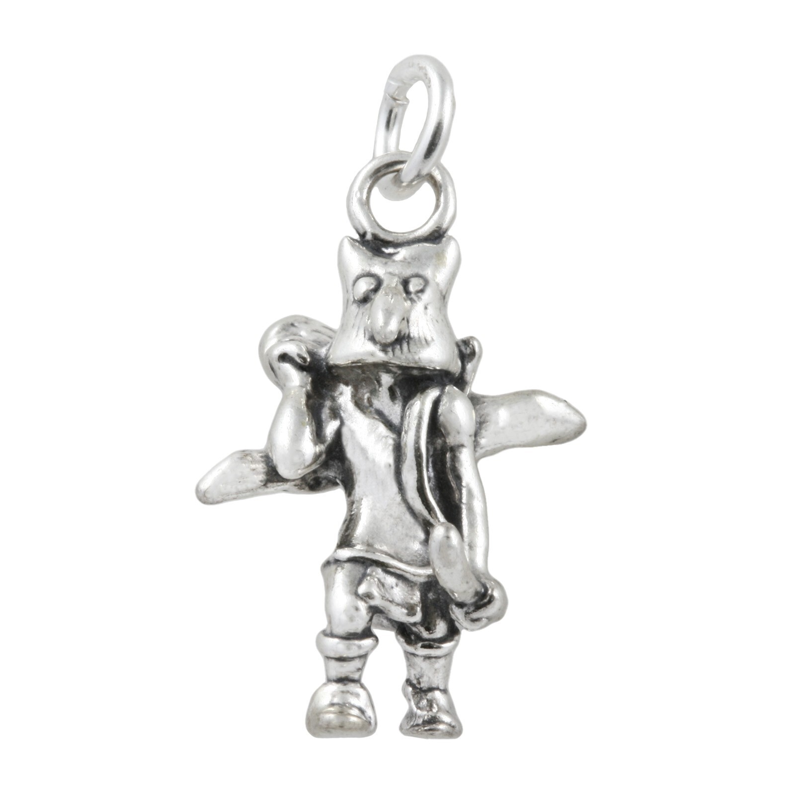 Native American Screech Owl Kachina Dancer 3D 925 Solid Sterling Silver Charm
