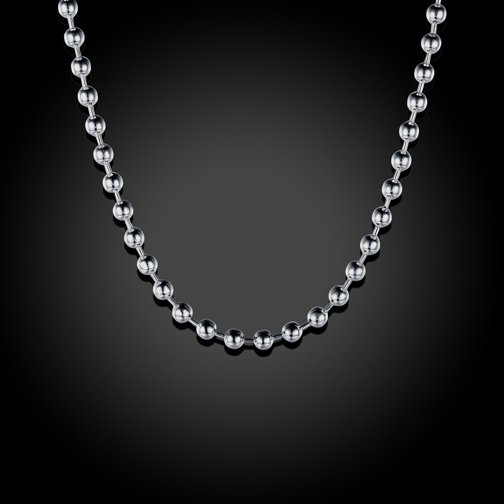 Mens Womens 925 Sterling Silver 2mm Thick Beads Ball Chain Neckllace 16-30 Inch