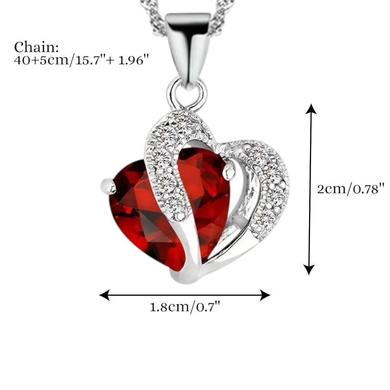 Women’s Double Heart Austrian Crystal Pendant Nacklace Jewelry Gift