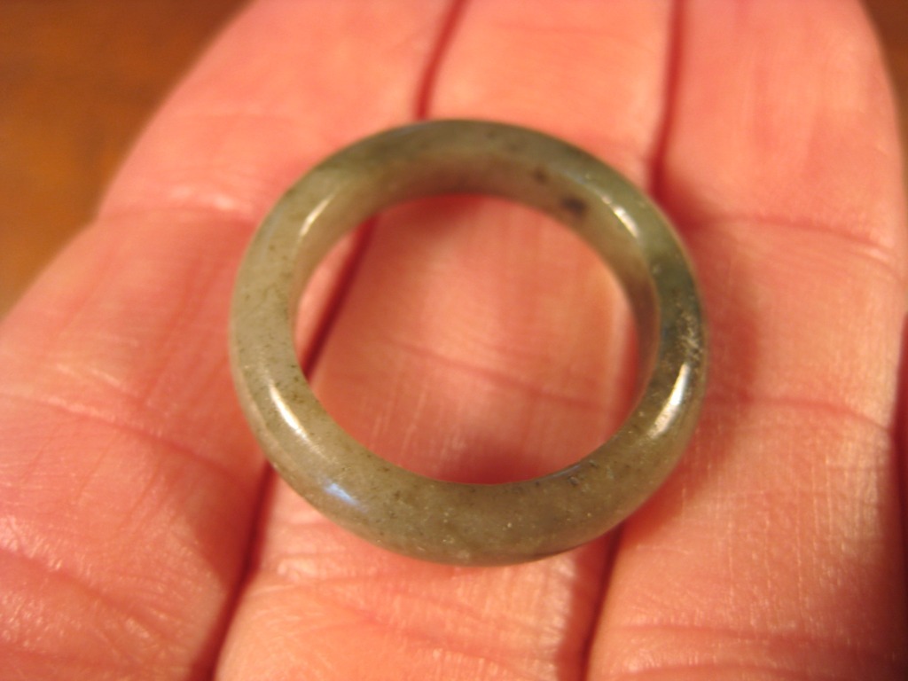 Natural Grade A Jadeite Jade ring stone mineral carving Size 6.5 US A705