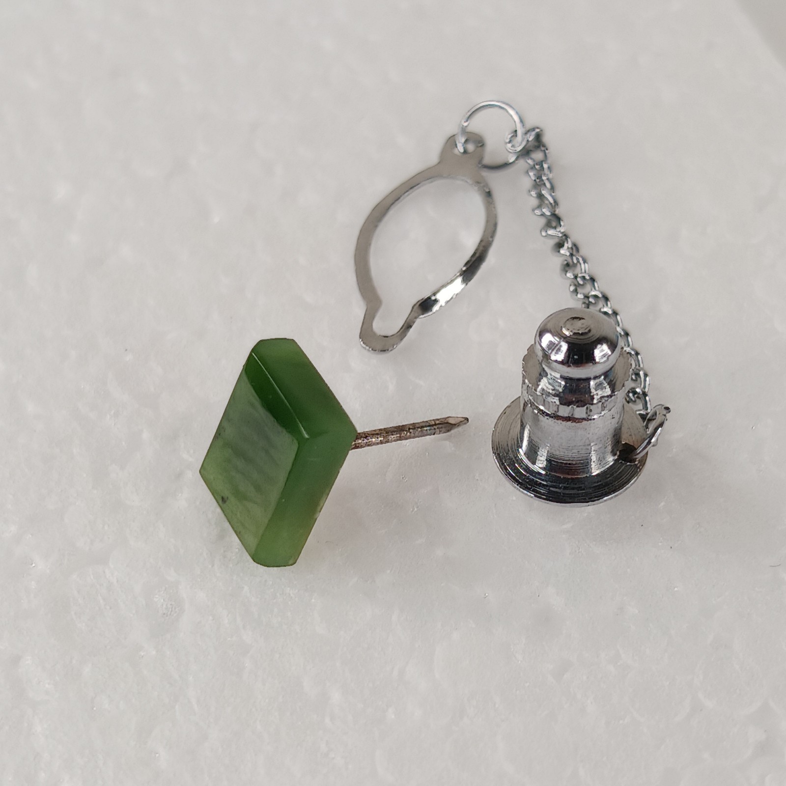 Tie Tack Pin Vintage Natural Polished Jade Classic Elegance Men’s Accessory