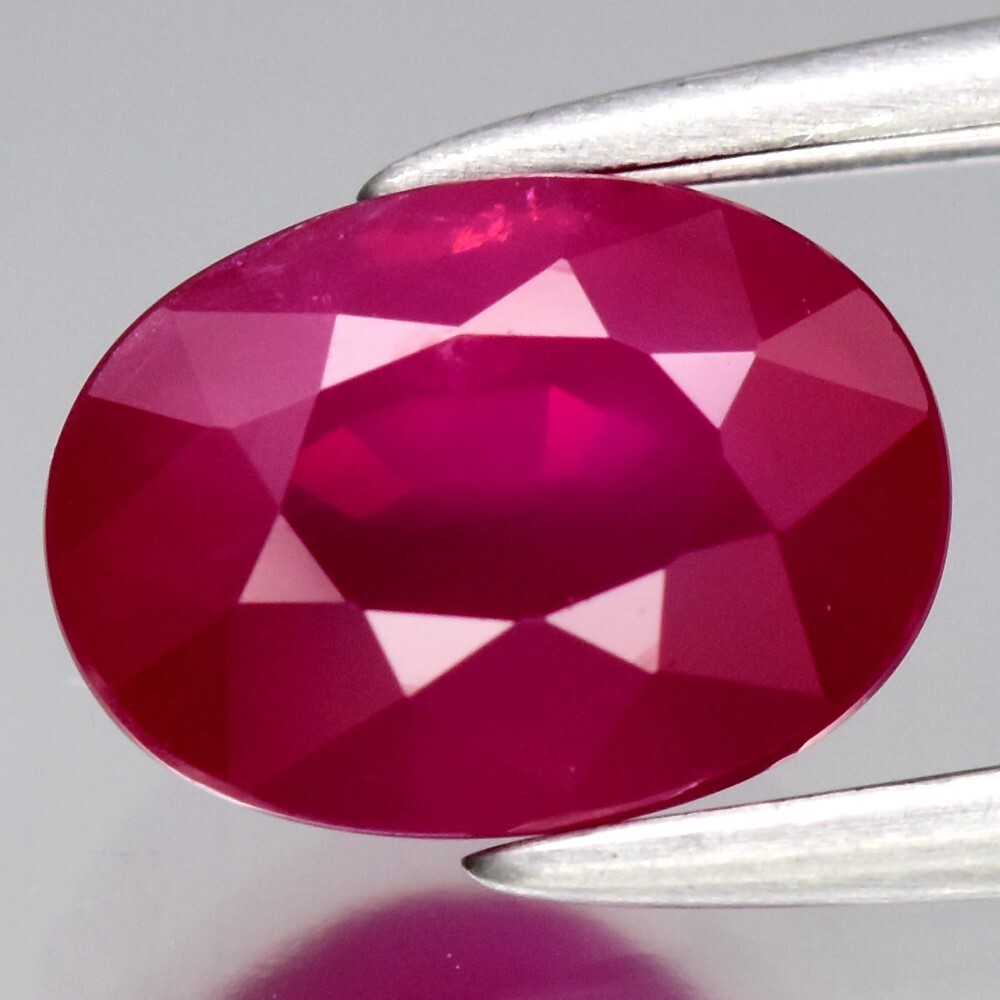CERTIFICATE Incl.* 1.37ct Oval Natural Unheated Purplish Red Ruby, Gemstone
