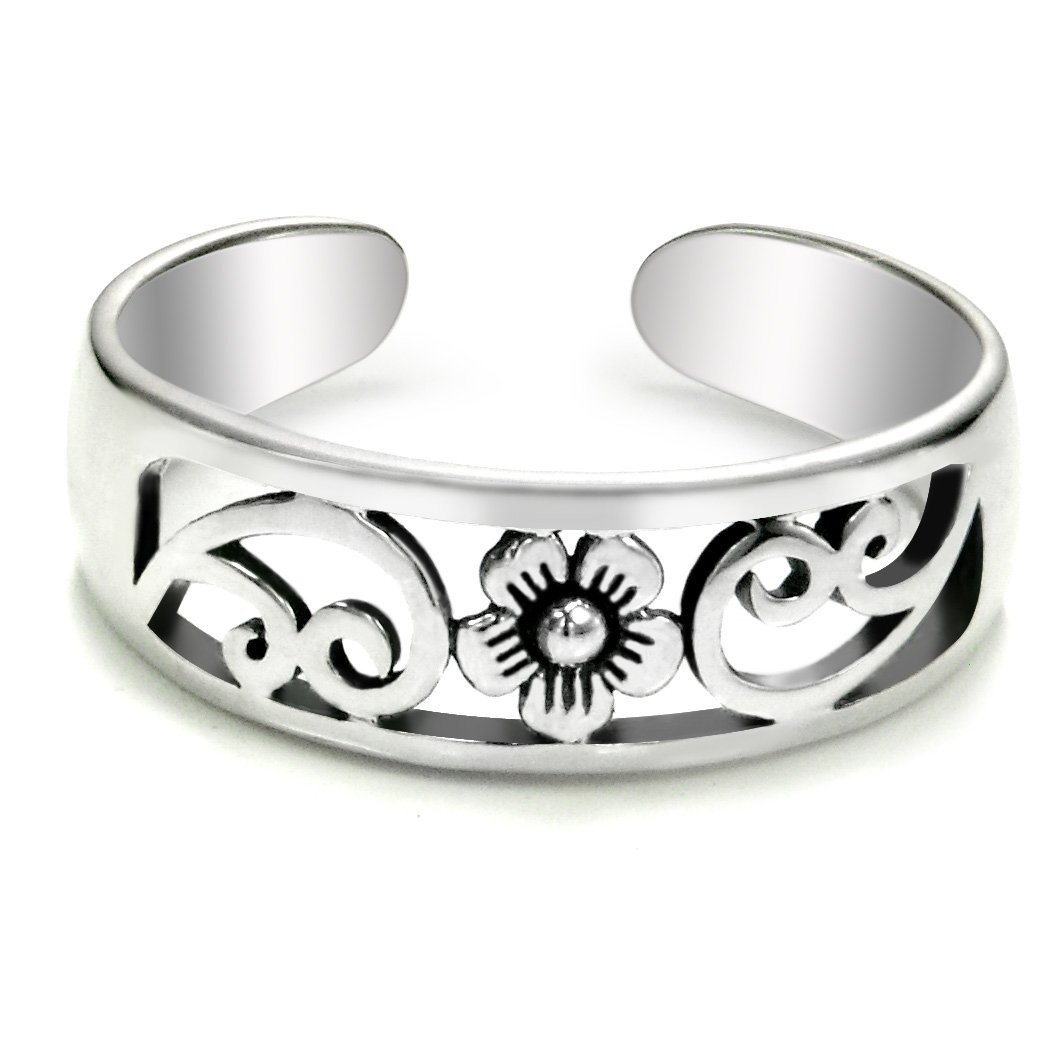 Metal Factory Sterling Silver Hawaiian Plumeria Flower Adjustable 3,
