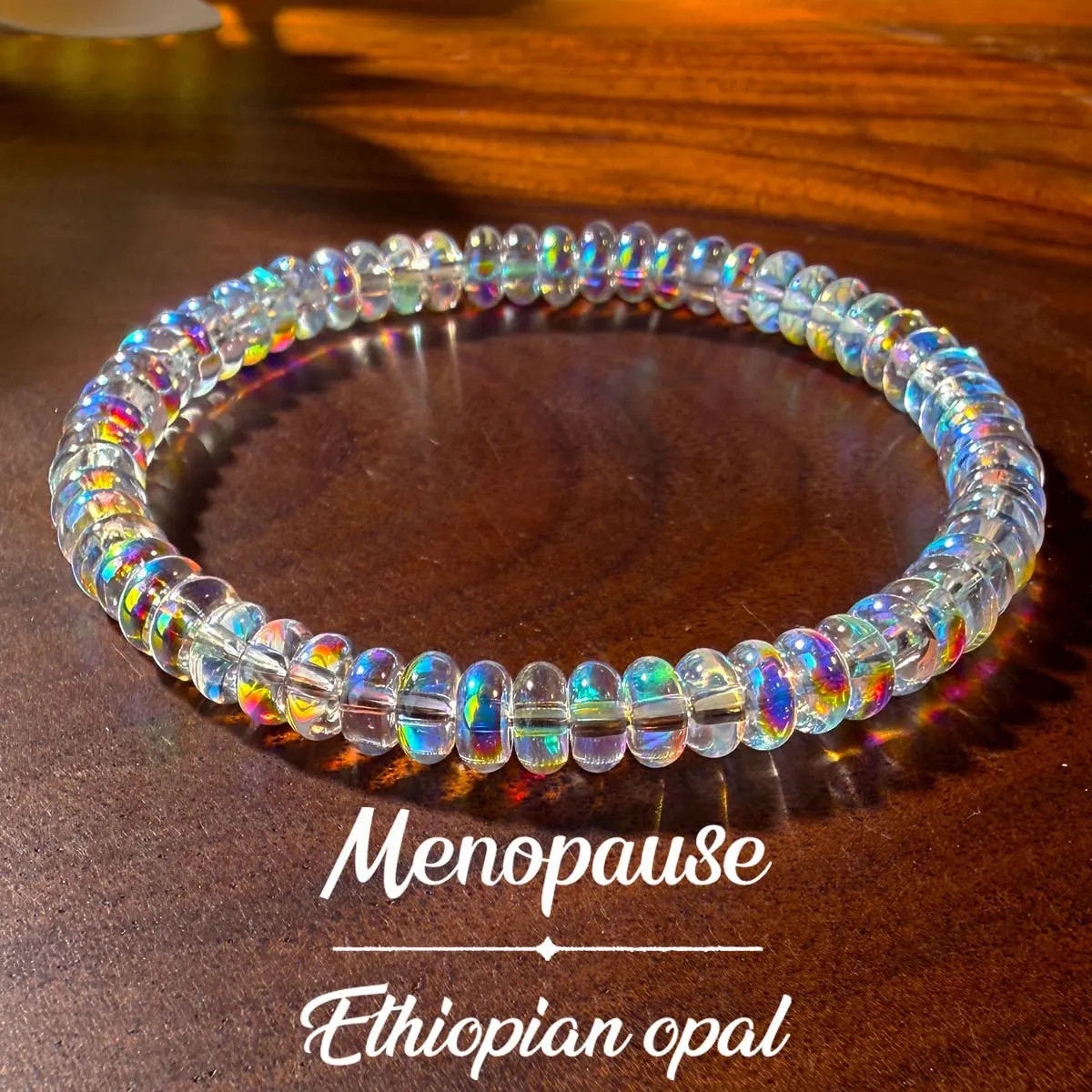 Natural Ethiopian Opal Stretch Bracelet Elastic Cord Jewelry for Women