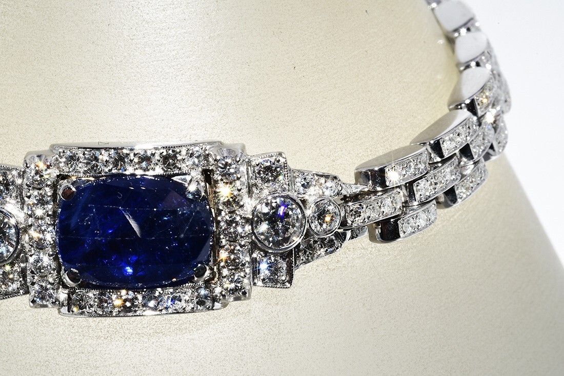 $32,999 11.70CT AGL CERTIFIED NATURAL NO HEAT SAPPHIRE & DIAMOND BRACELET 14K