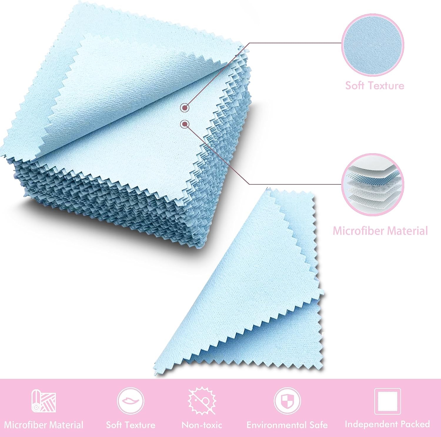 Jewelry Cleaning Cloths 120 Pcs Microfiber Polishing Silver Gold Platinum Coins