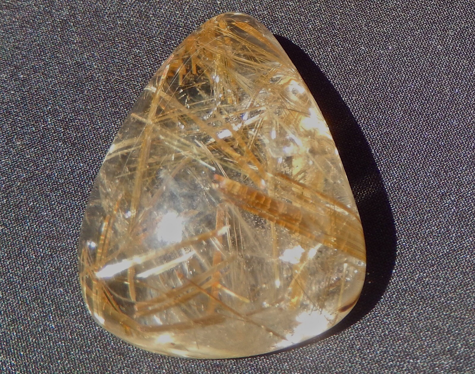 Golden Rutilated Polished Pear Cabochon Top Grade 24.3 Grams 121 Carats Brazil