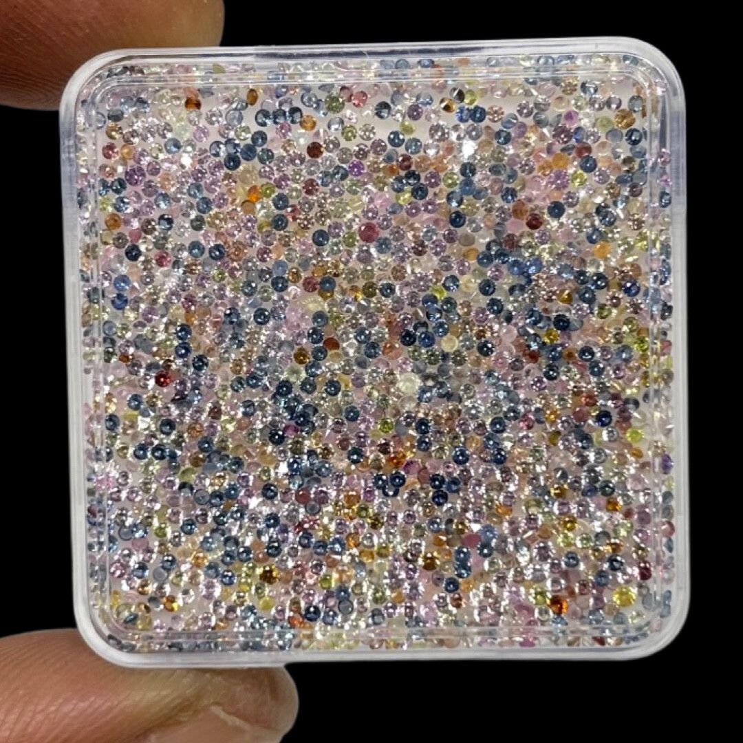 500 Pcs Natural Multi Sapphire 0.9mm-1mm Round Diamond Cut Loose Gemstones Lot