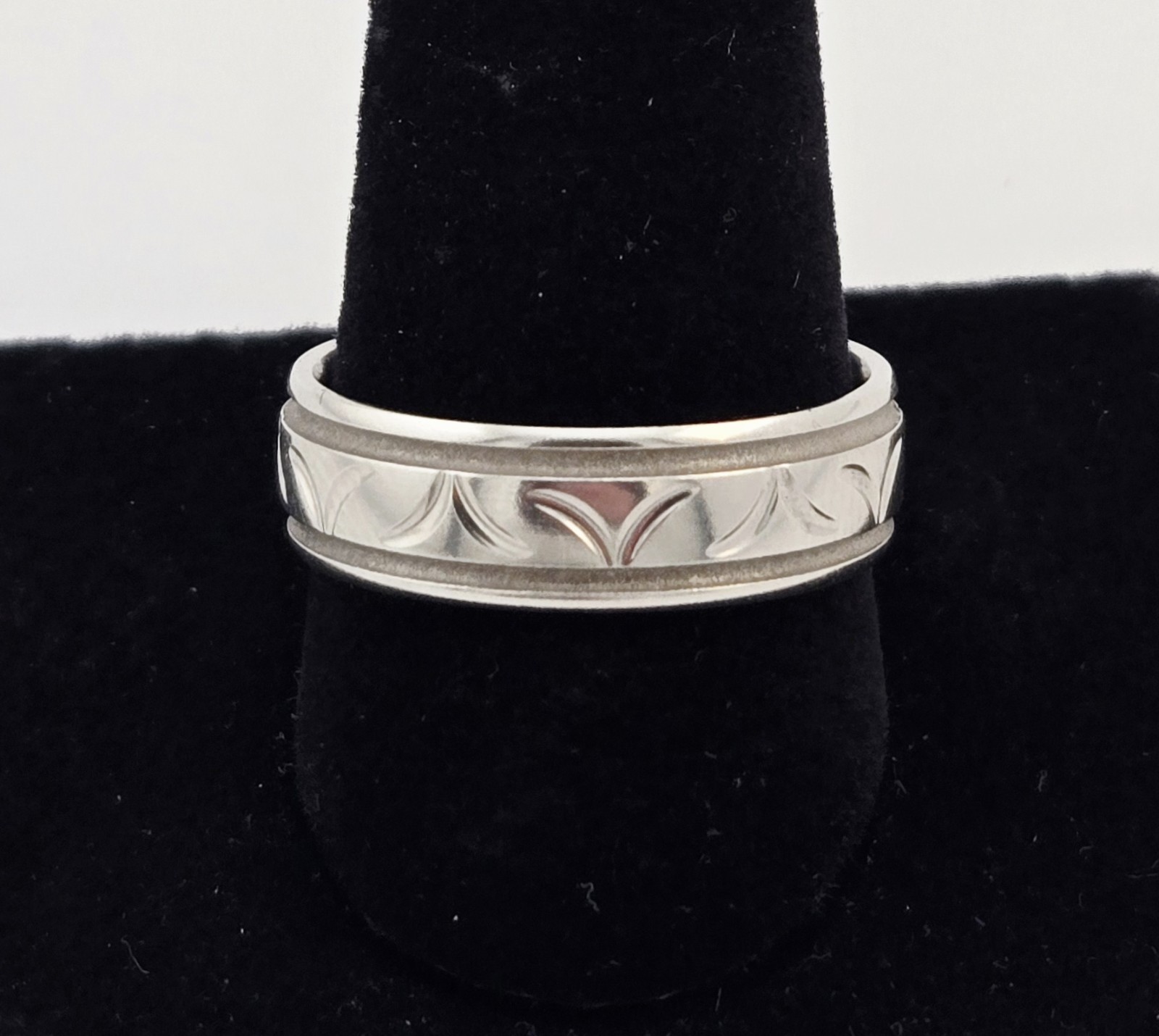 VTG Marshall Jewelry Sterling Silver Leaf Engraved Men’s Band Ring Size 11- 7g