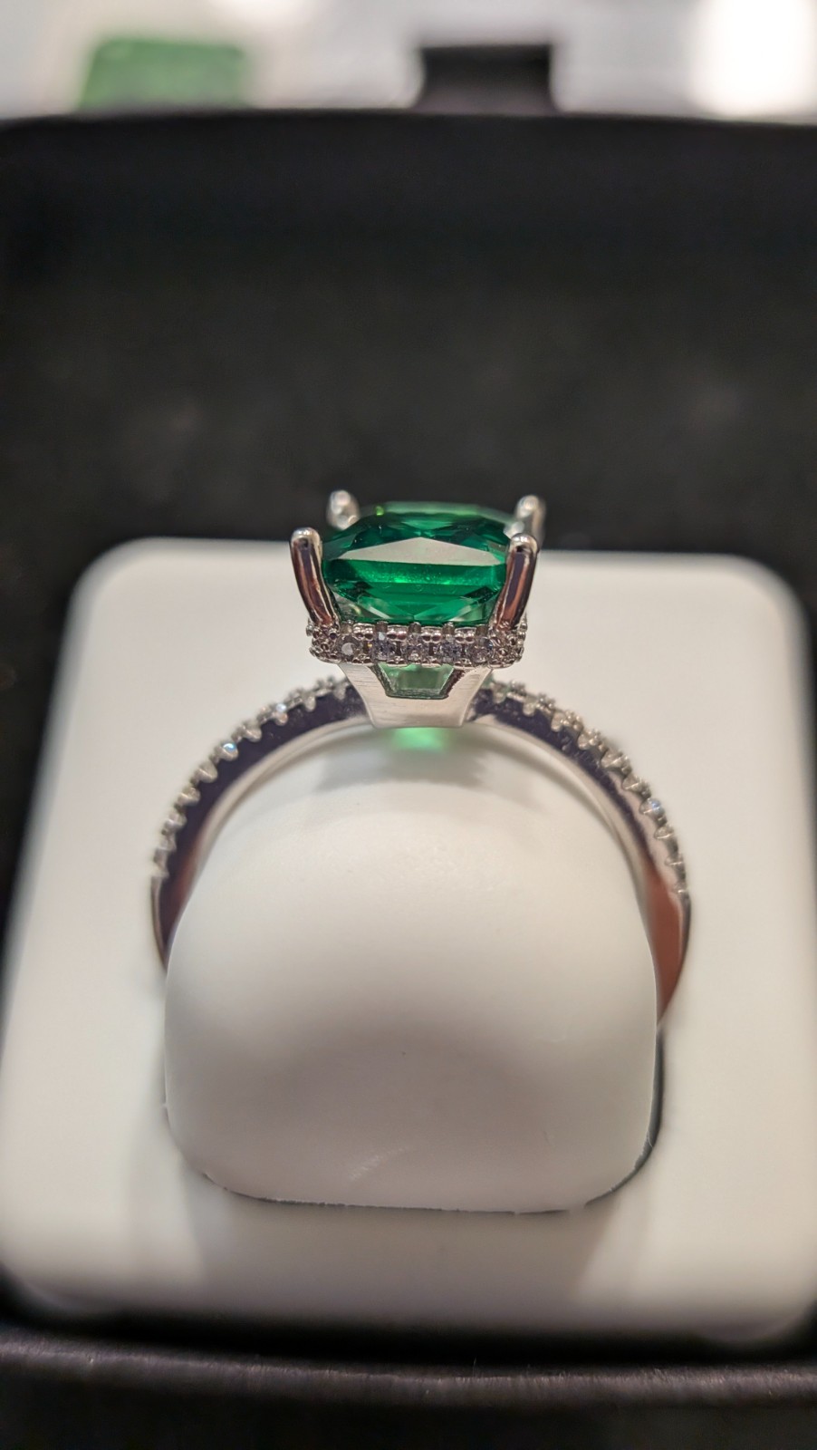 4ct Tsavorite Lab-Grown Gemstone Ring Moissanite Accents, S925 (7/8/8.5/9)