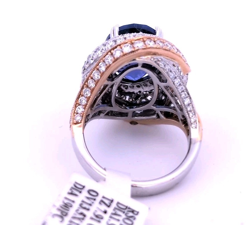 Video 9.89CT 18K White Rose Gold Natural Tanzanite Diamond 💎 Engagement Ring