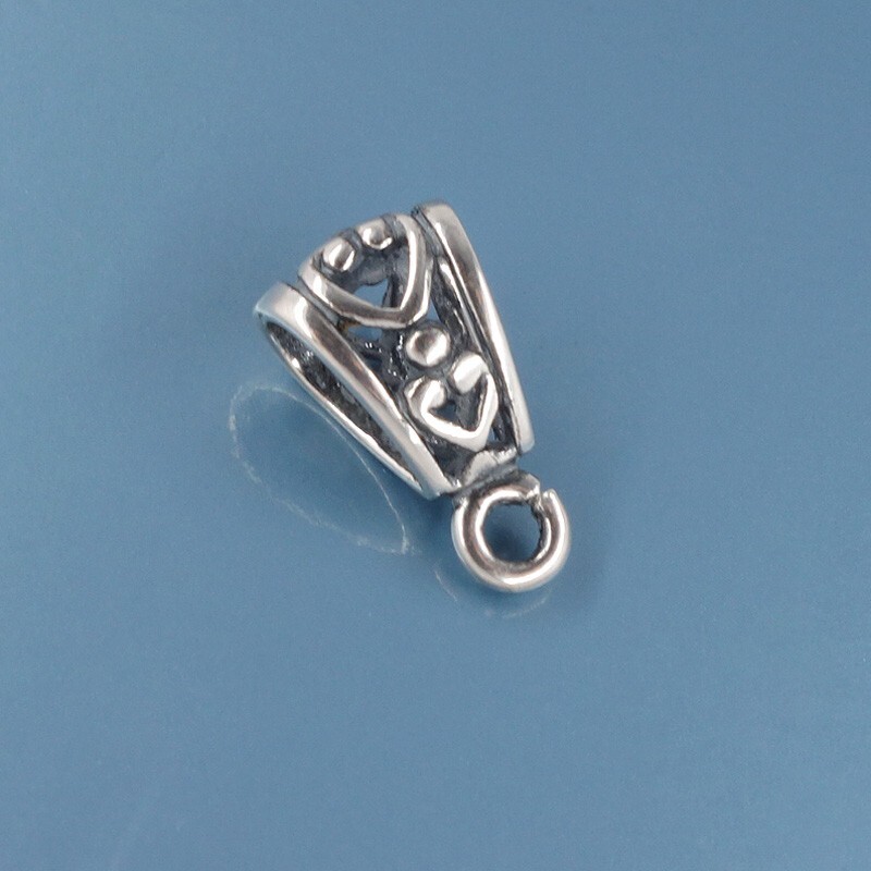 Antiqued Solid Sterling Silver Hollow Heart Pendant Bail Connector 15mm #33469