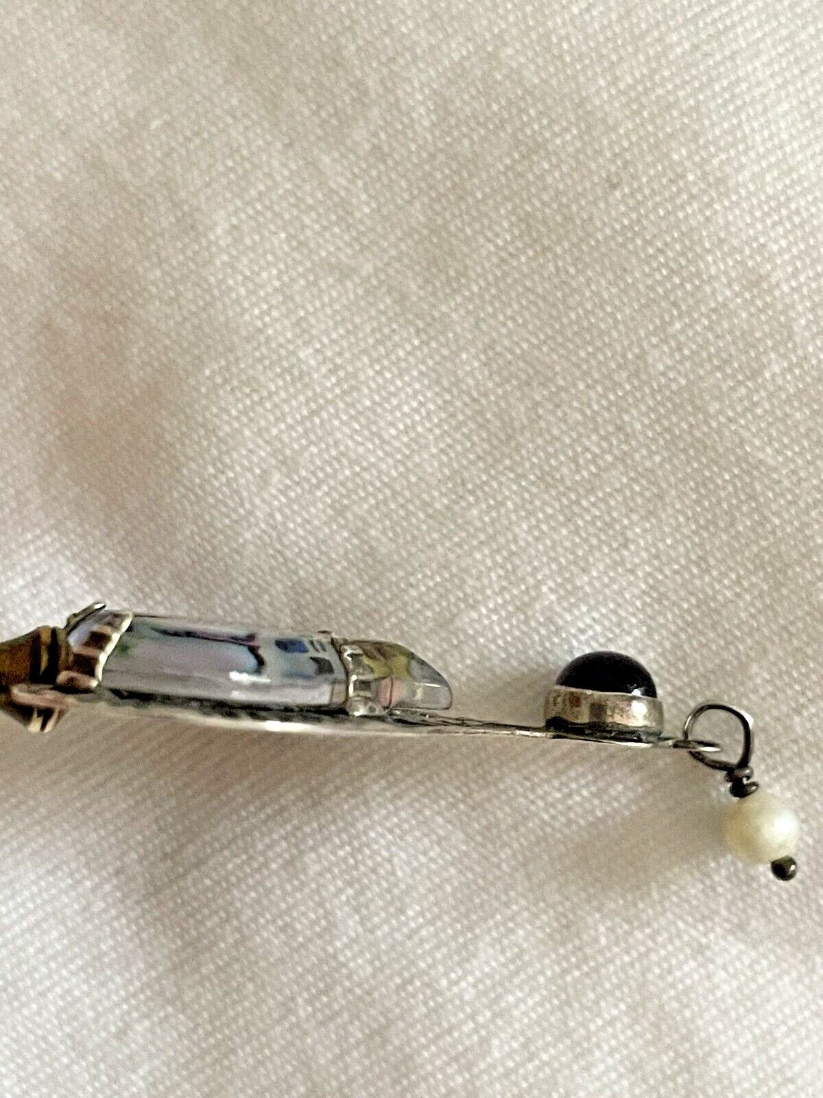 MILLODOT Jane Carpenter Cat Heart Sterling Lucite Pendant necklace