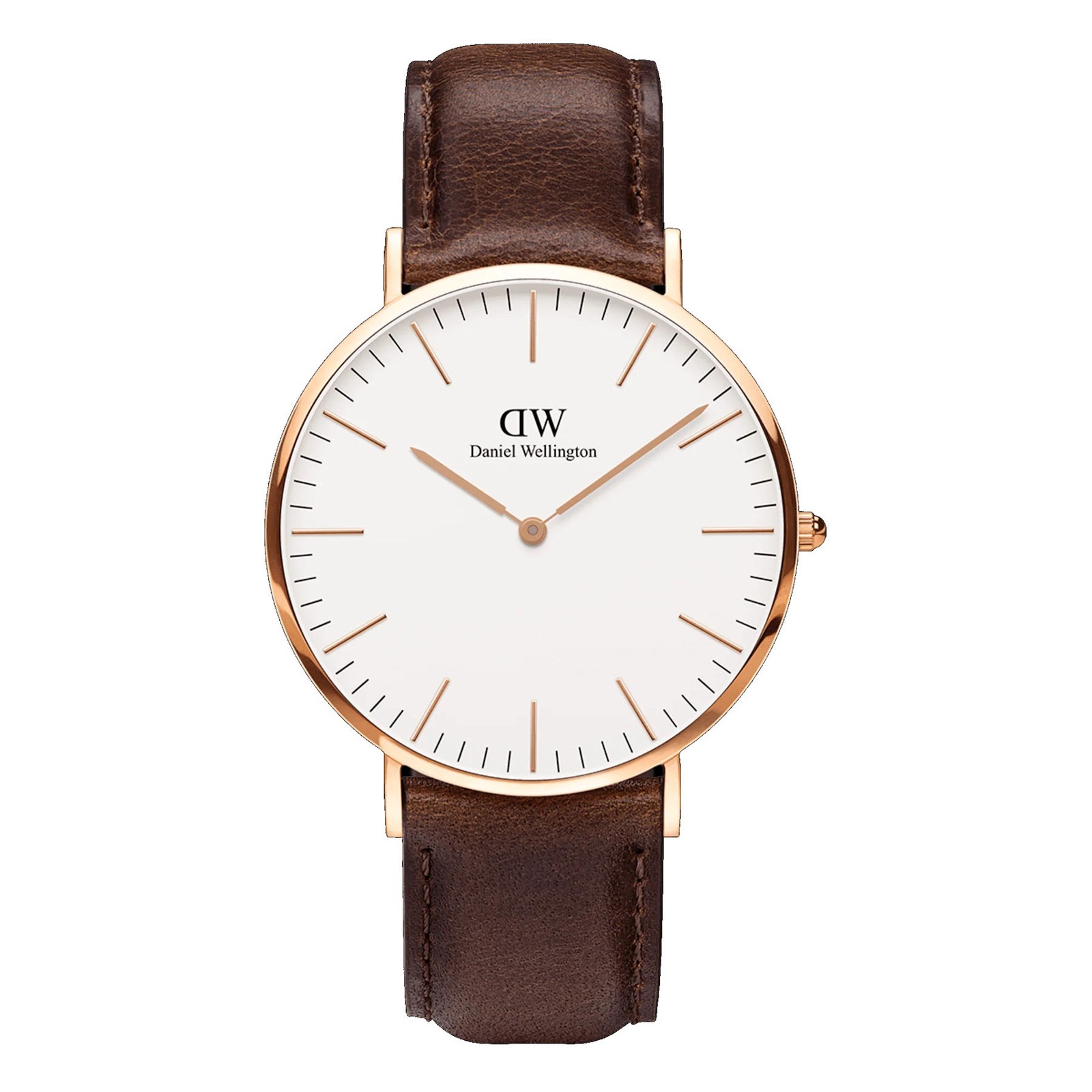 Daniel Wellington Classic Bristol Rose Gold Tone Brown Strap Mens Watch 0109DW