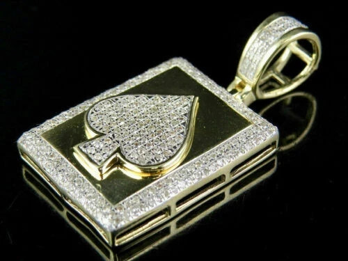 Men’s Spade Pendant 5 Ct Round Cut Lab Created Diamond 14K Yellow Gold Plated