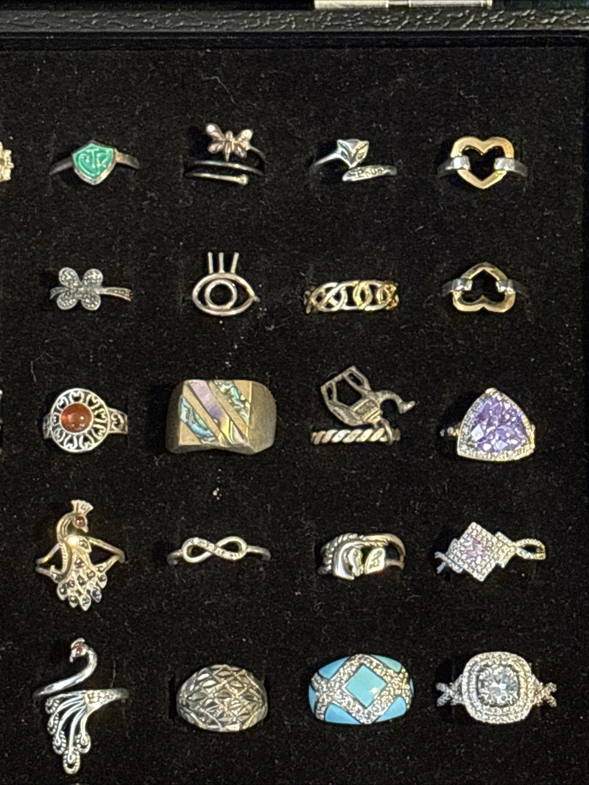 925/ Sterling 72 Rings Of Diff Sizes ,Stones And Styles Vtg / newCollection