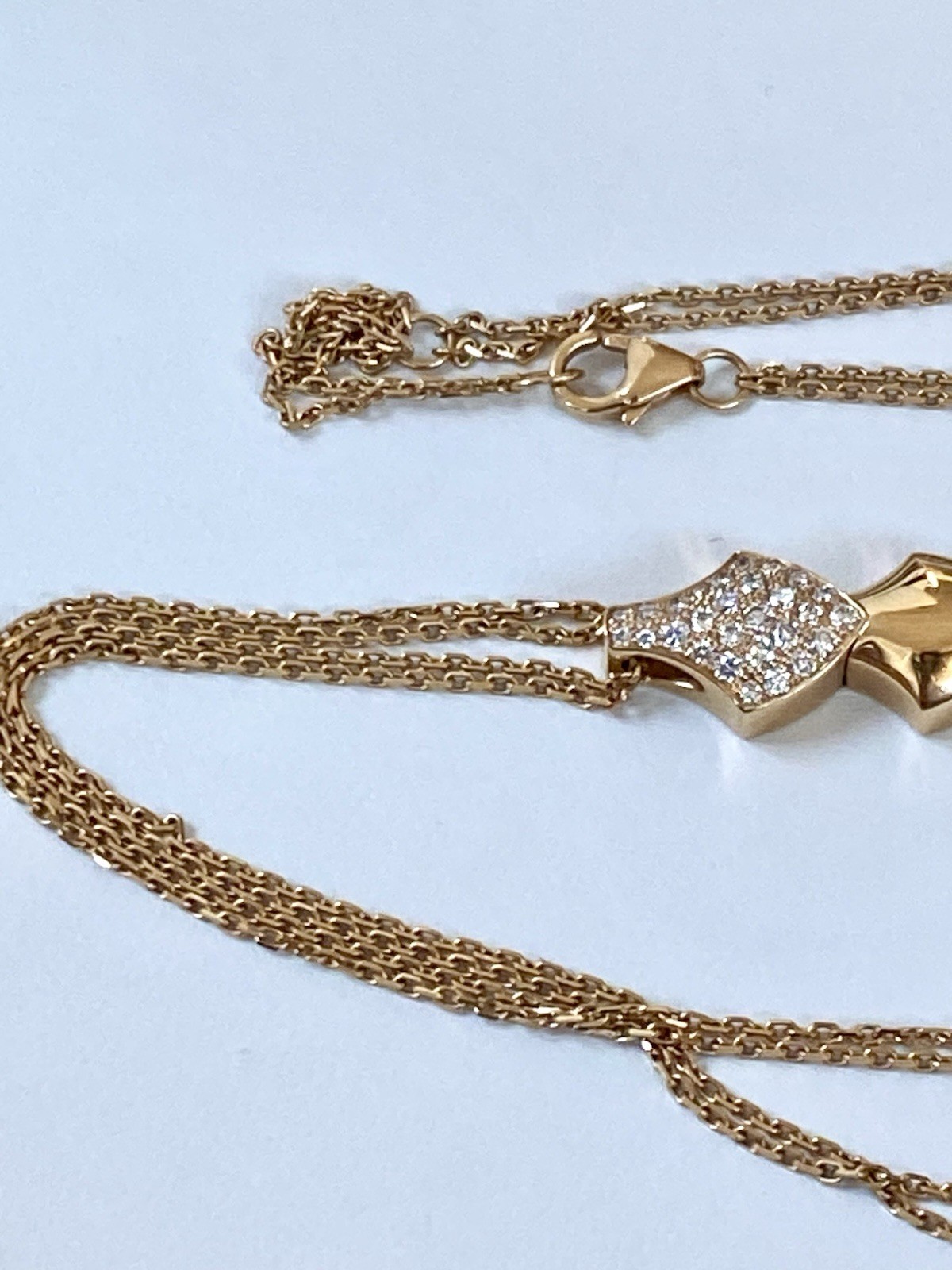 AKILLIS France 18K Rose Gold Diamond Python Necklace Extravagant $10K+ 4”