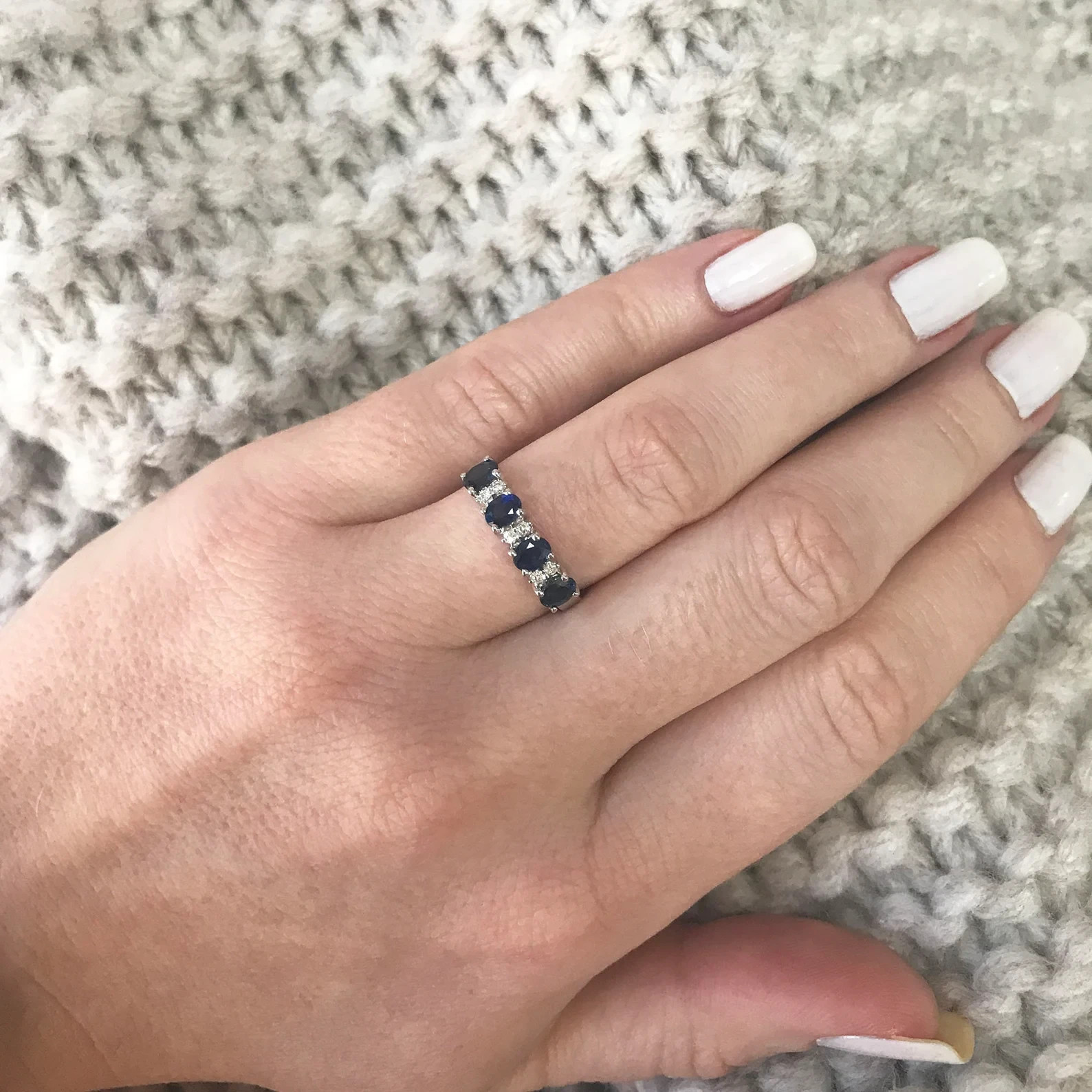 3.94 Ct Oval Cut Natural Sapphire Diamond Engagement Ring 14K Solid White Gold 5
