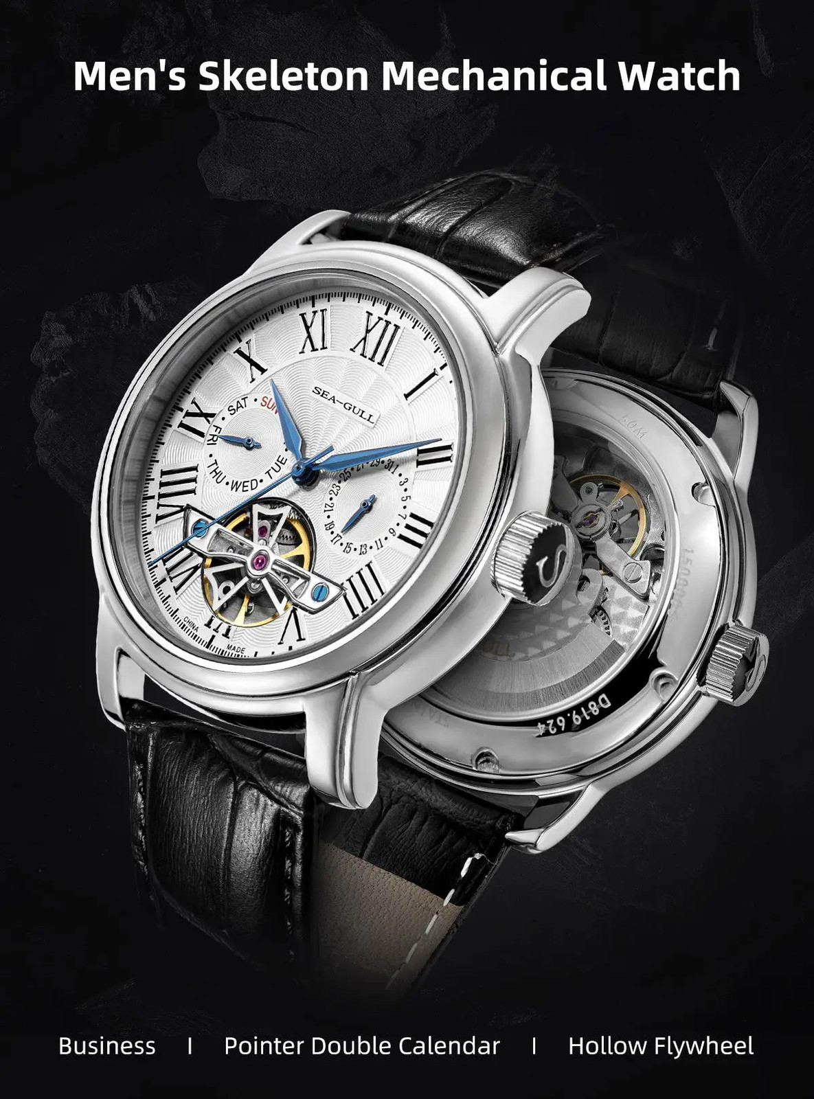 Seagull ST25 Movement Fashion Man Hollow Flywhee Casual Business Watch 819.624