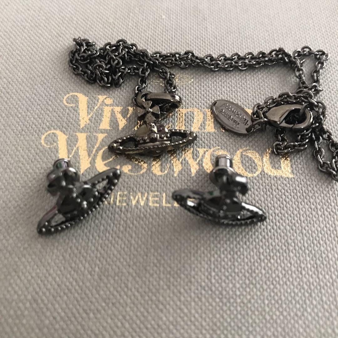 Vivienne Earrings Pierced Necklace Set Mini Gunmetal IN BOX [EJ361