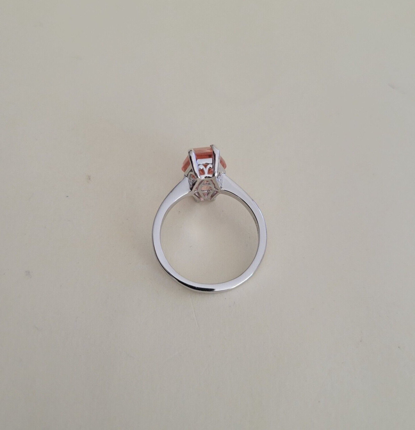 Morganique Quartz Rhodium Over Sterling Silver Elongated Ring (Size 11) 6.50 Cts