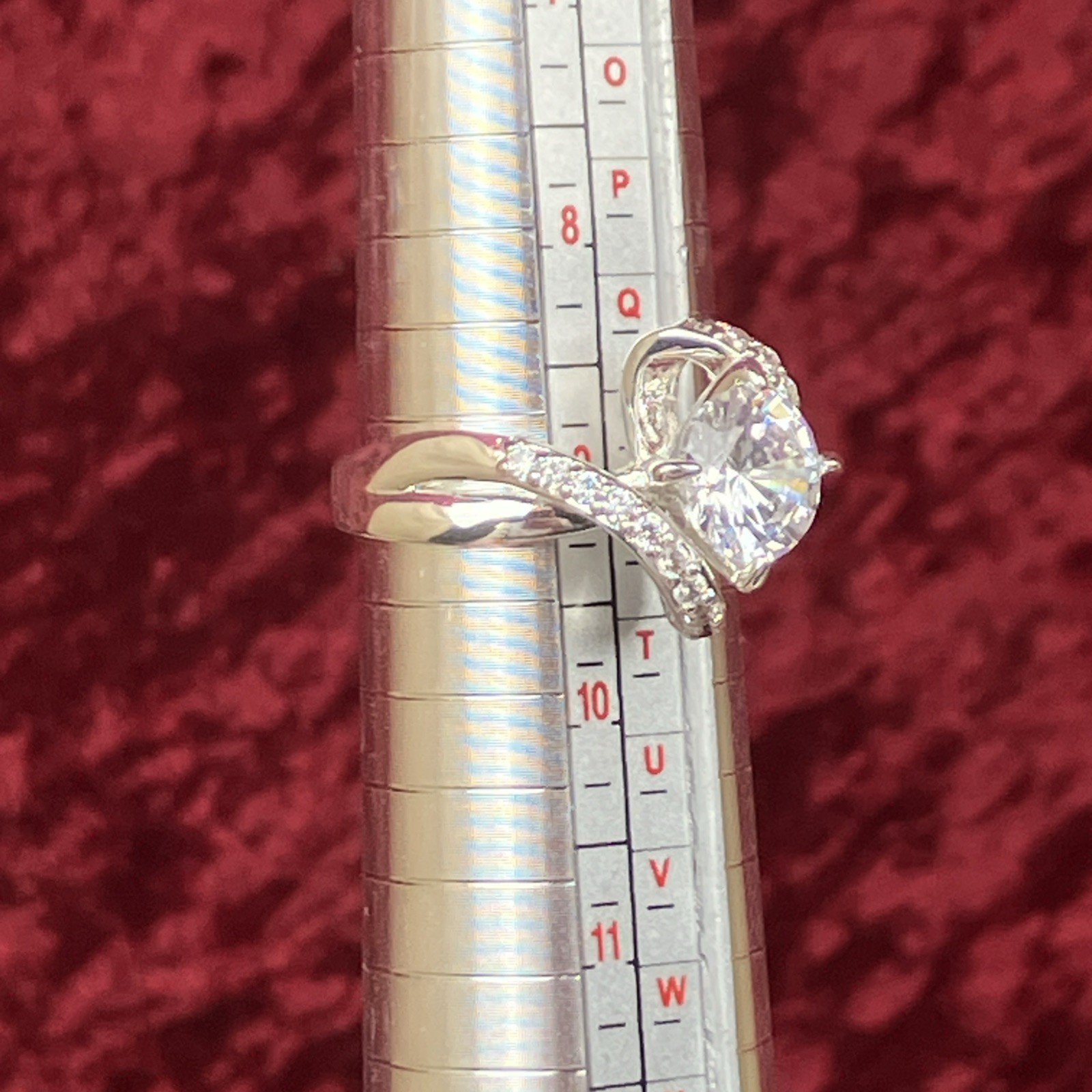 Charter Club Crystal Stone Bypass Ring Fine Silver Plate SIZE 6 or 9 NIB