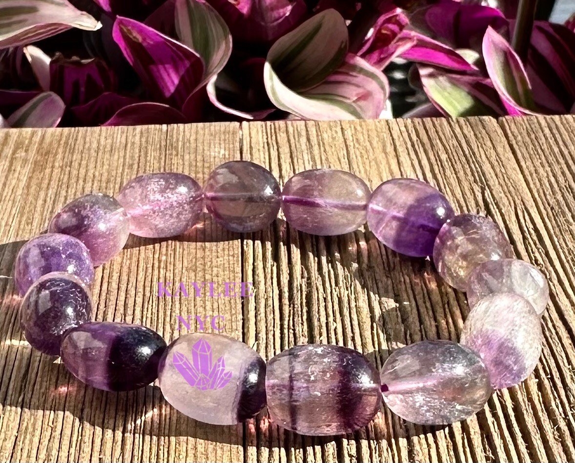 Wholesale 6 Pcs Natural Fluorite Tumble 7.5” Crystal Bracelet