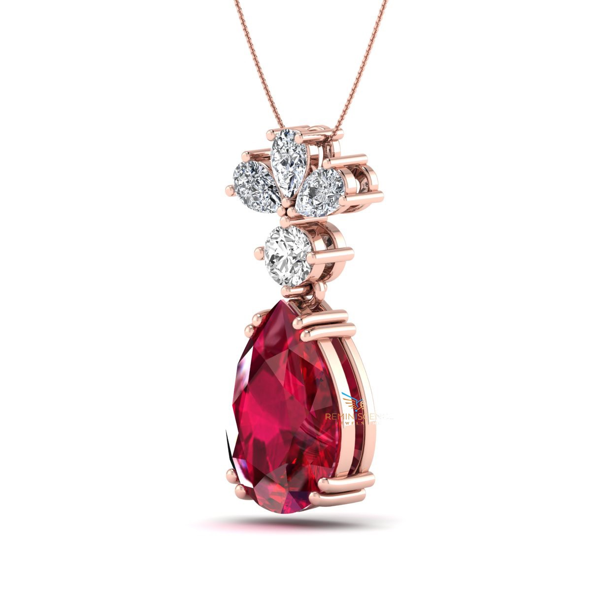 Pear Cut Lab Grown Diamond 14K White Gold Stylish Teardrop Women’s Necklace