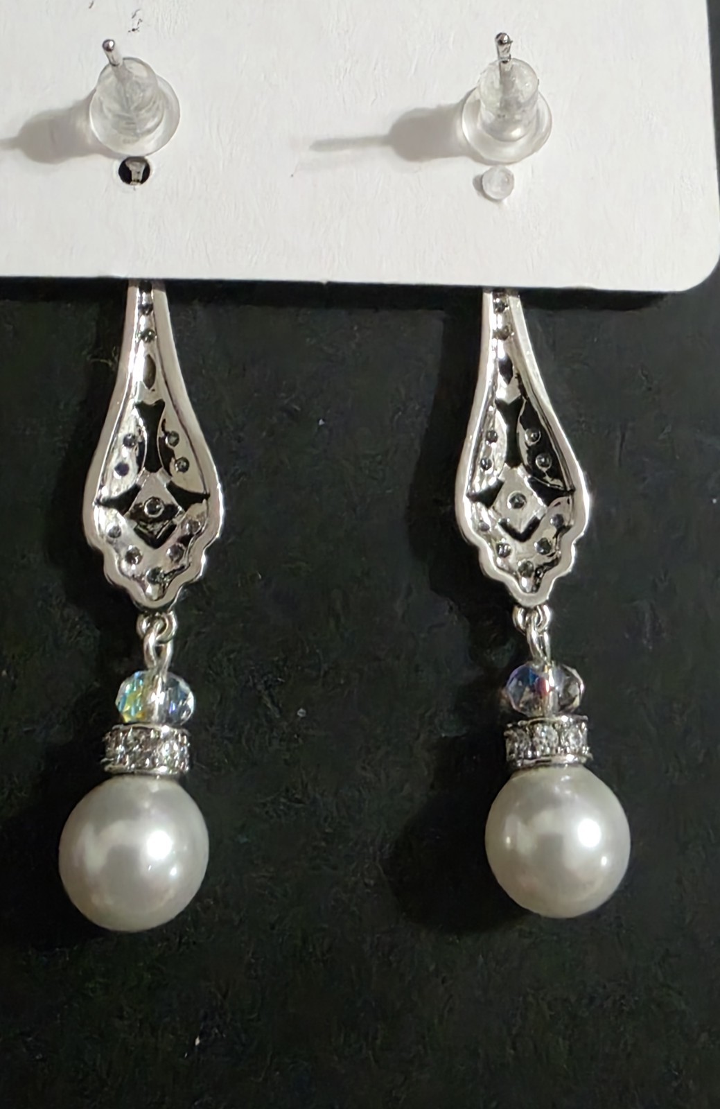 Sparkle In Zirconia Earrings Great Design Feminine 1.75″ Long Casual/Formal New