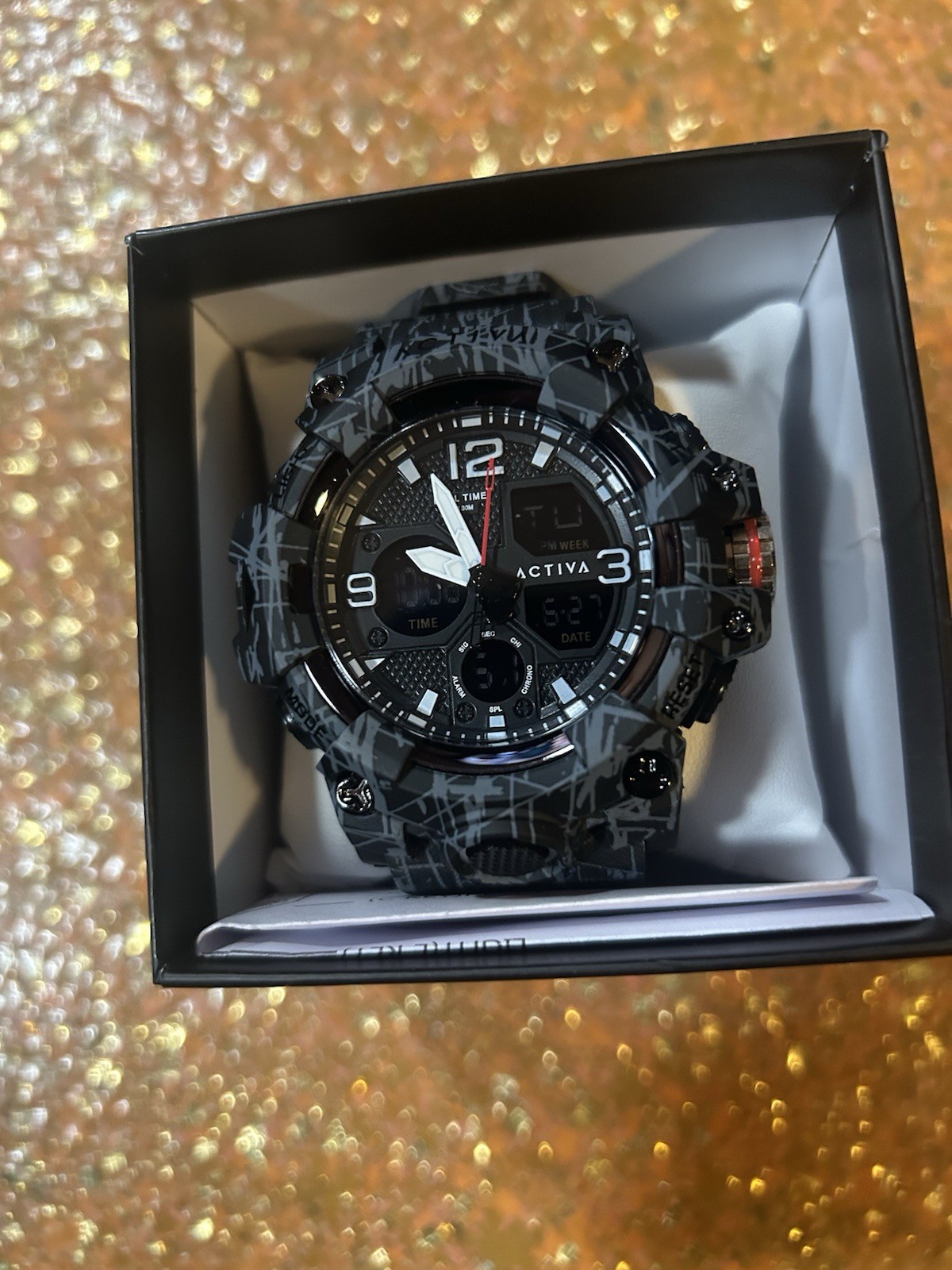 Activa Decus X Men’s Analog & Digital Sport Watch – 49mm, Black Camo